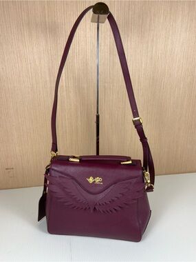 Ugo Joshua Midi Osprey Burgundy Wing Satchel Crossbody Bag Top Handle